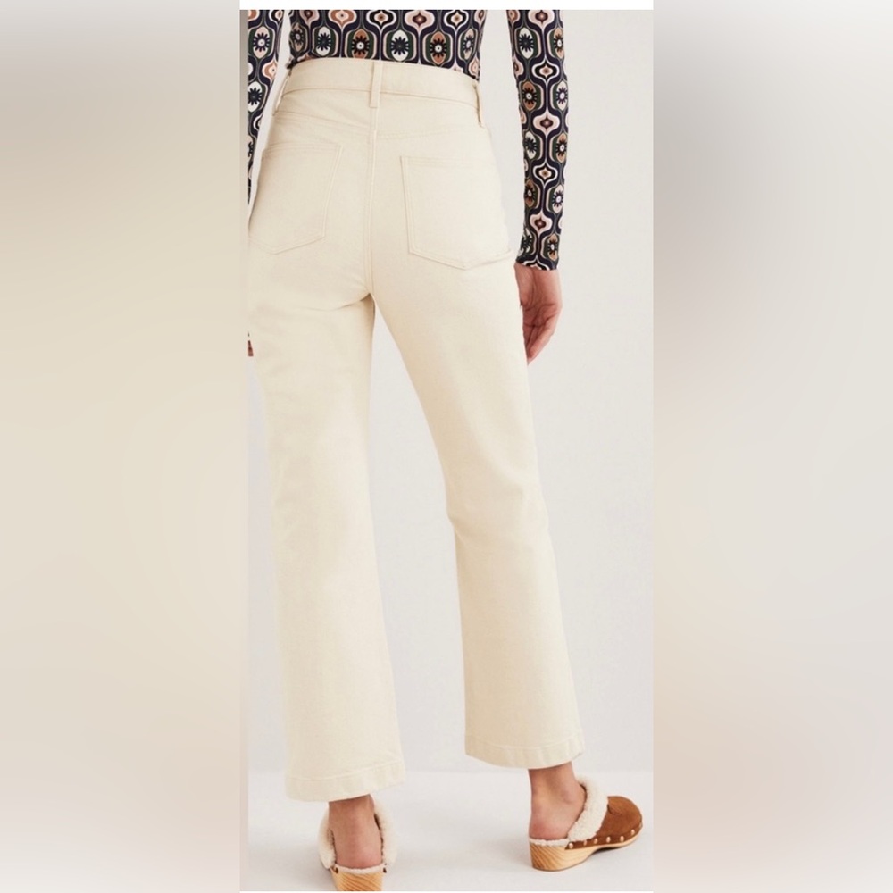 NWT Boden Cropped Flare High-Rise Jeans Cream Size 18 US - Picture 2 of 14
